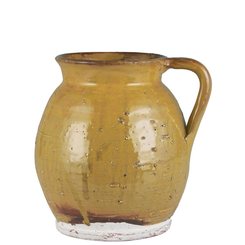 Køb Vase med hank mustard rustik Avignon | 269,95 | Fri fragt over 249 kr. | Hurtig levering | Dag til dag levering | Ib Laursen | Keramik, Vase, Kande, Kandevase