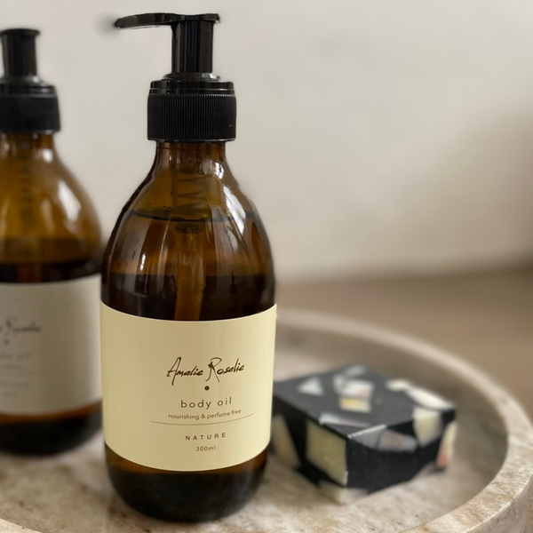 Body oil - NATURE | Amalie Rosalie | Hurtig levering | 3 forskellige olier: Jojoba, solsikke og tidselolie