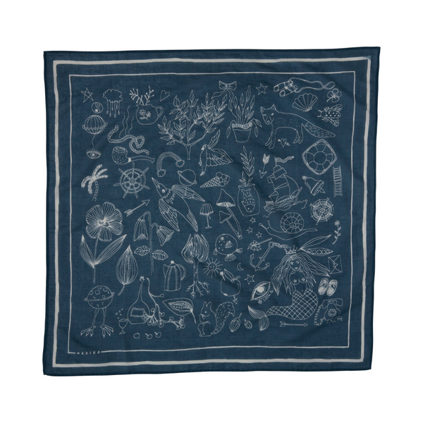 Køb Tørklæde Vanessa Bandana | 249,95 | Fri fragt over 149 kr. | Hurtig levering | Dag til dag levering | Habiba | Hår, Tørklæde, Unika, Hårbånd, Pandebånd, Økologisk, Bomuld Ivory, Blue Moon